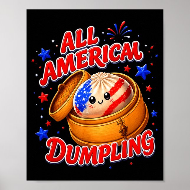 Söta amerikanska dumplingsbarn 4 juli-flickor poster (Framsidan)