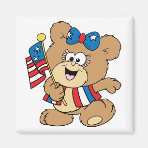 Söta amerikanska patriotiska nallar magnet