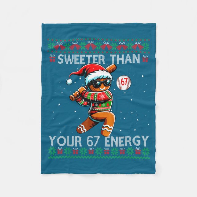 Söta än din 67 Energy Gingerbread Baseboll C Fleecefilt (Framsidan)