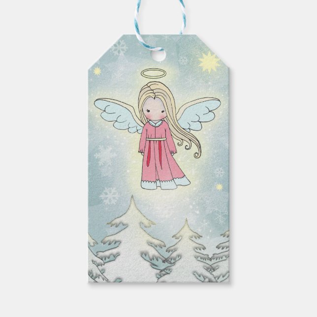Söta Ängel Fantasykonstpresentkort Presentetikett (Framsidan)