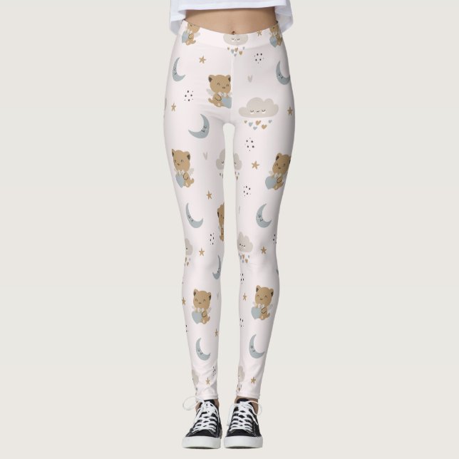 Söta ängelkatter & moln (2) leggings (Framsida)