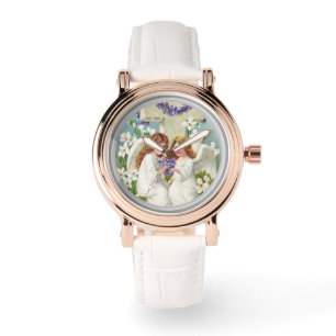 Söta änglar med kors och blommor armbandsur