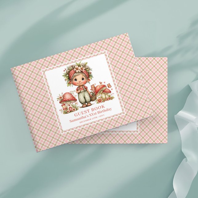 Söta Änglar Rosa Blommor Flickas Födelsedags Gästb Gästböcker (Sweet Fairy Pink Flowers Girl Birthday Guest Book)