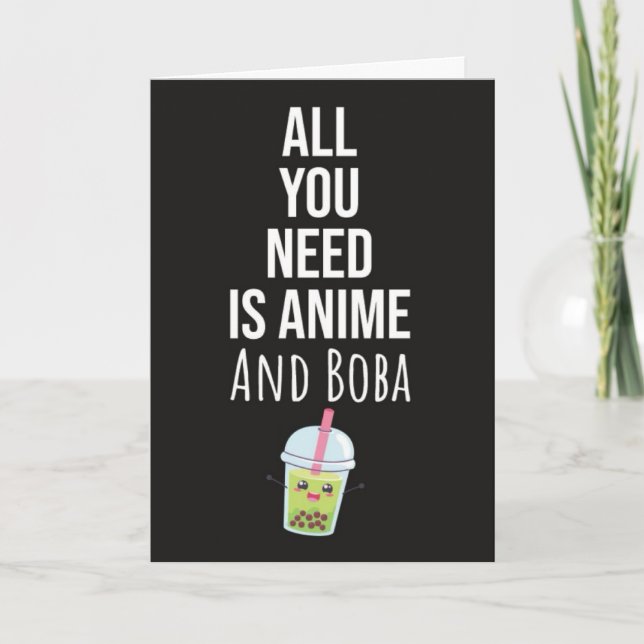 Söta Anime Boba-kort Bubbel Te Kaiwaii Otaku Kort (Framsida)