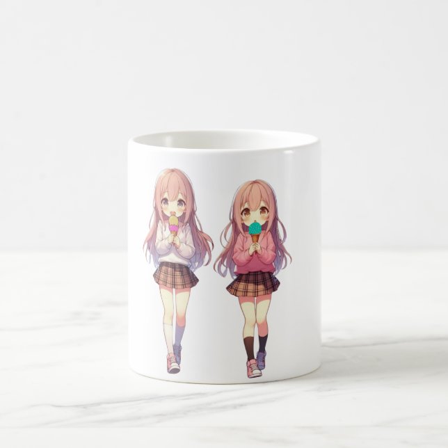 Söta Anime Glass flickor Kaffemugg (Center)