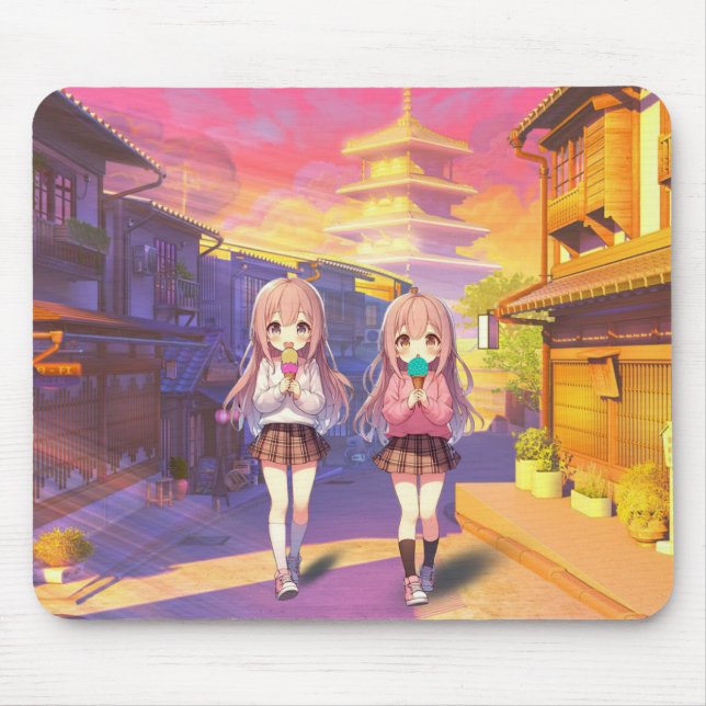 Söta Anime Glass flickor Musmatta (Framsidan)