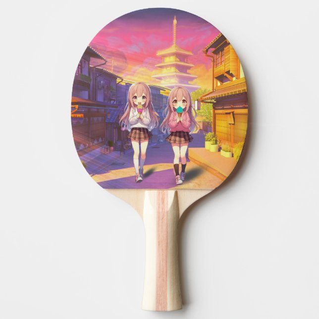 Söta Anime Glass flickor Pingisracket (Framsidan)
