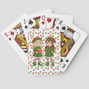 Söta anime jul-tomtar casinokort
