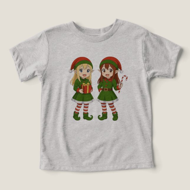Söta anime jul-tomtar t shirt (Design Framsida)