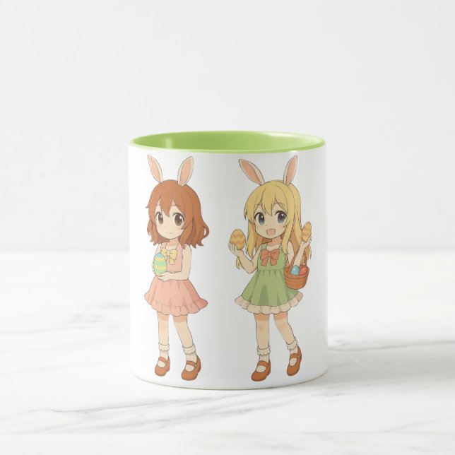 Söta anime påskharen-flickor mugg (Center)