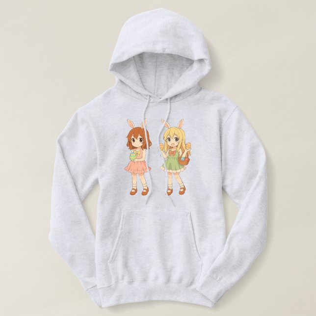 Söta anime påskharen-flickor t shirt (Design framsida)