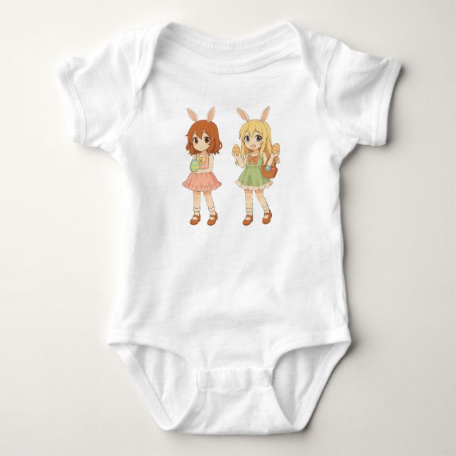 Söta anime påskharen-flickor t shirt (Framsida)