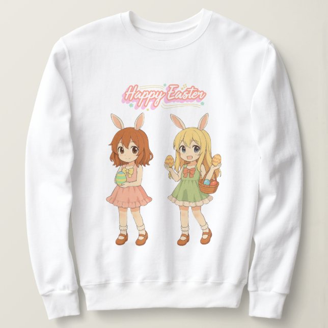 Söta anime påskharen flickor t shirt (Design framsida)