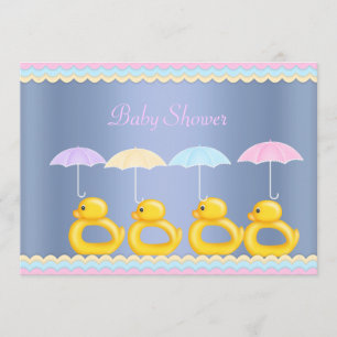 SÖTA ANKOR BABYSHOWER-INBJUDAN BLÅ 2 INBJUDNINGAR