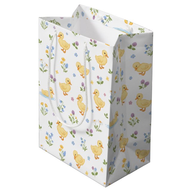 Söta ankungar och vildblommor Mönster (Baksidan Vinklad)