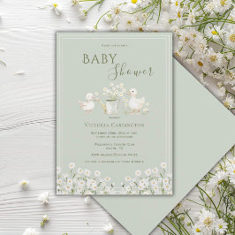 Söta ankungar & tusenskönor Baby Shower Inbjudningar