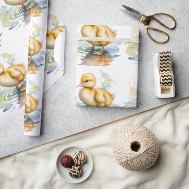 Söta ankungens könsneutrala babyfirande presentpapper (Hantverk)