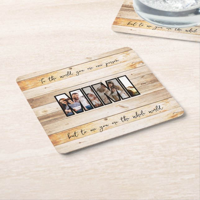 Söta anpassade familjefoto  underlägg papper kvadrat (Vinklad)