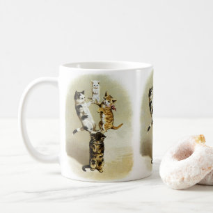 Söta antika viktorianska katter Katter som leker, Kaffemugg