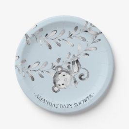 Söta apa Boys Baby Shower 7 tum Platt
