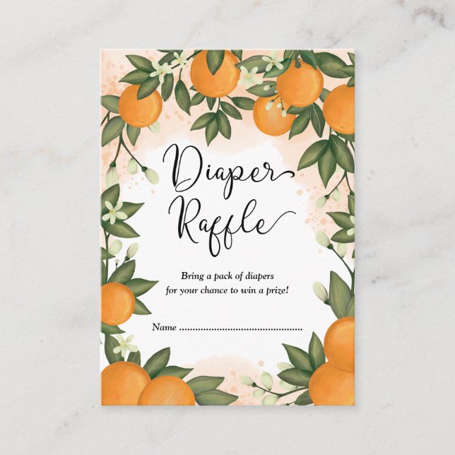 Söta apelsiner Citrus Grönska Baby blöja Lotteri Tilläggskort (Framsida)