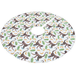 Söta apor Juggling Bananer Julgransmatta Borstad Polyester