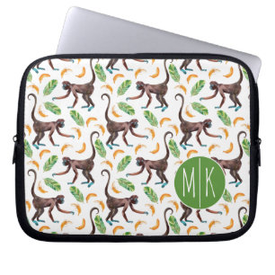 Söta apor som jonglerar monogramen för bananer laptop fodral
