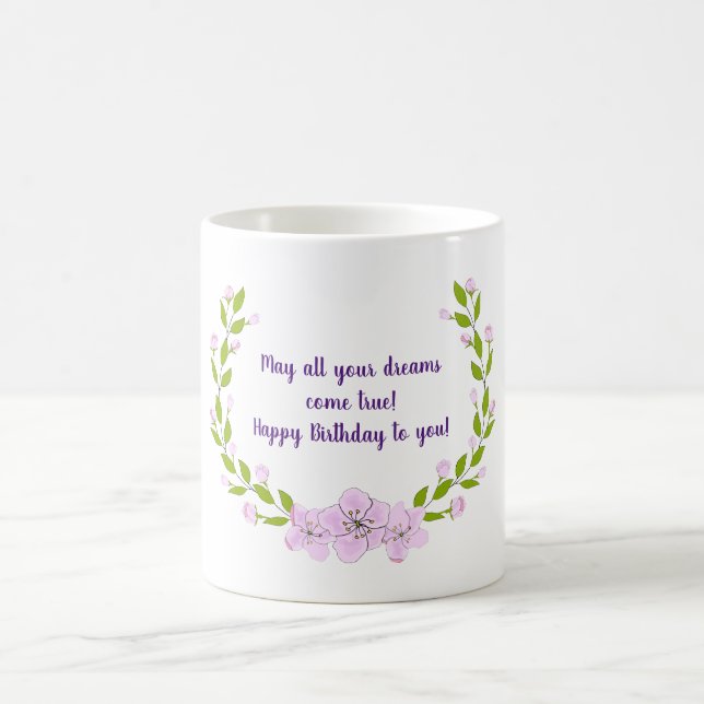 Söta äppelträd blommor födelsedag Minimalistisk  Kaffemugg (Center)