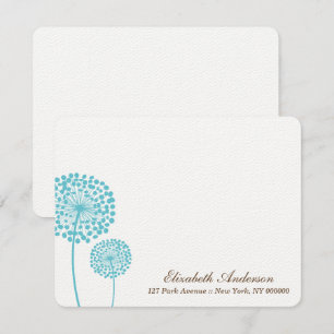 Söta Aqua Dandelions Flat Note Card Inbjudningar
