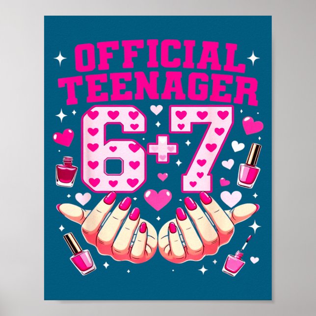 Söta År Gamla Flickor Tonåring Naglar Poster (Framsidan)
