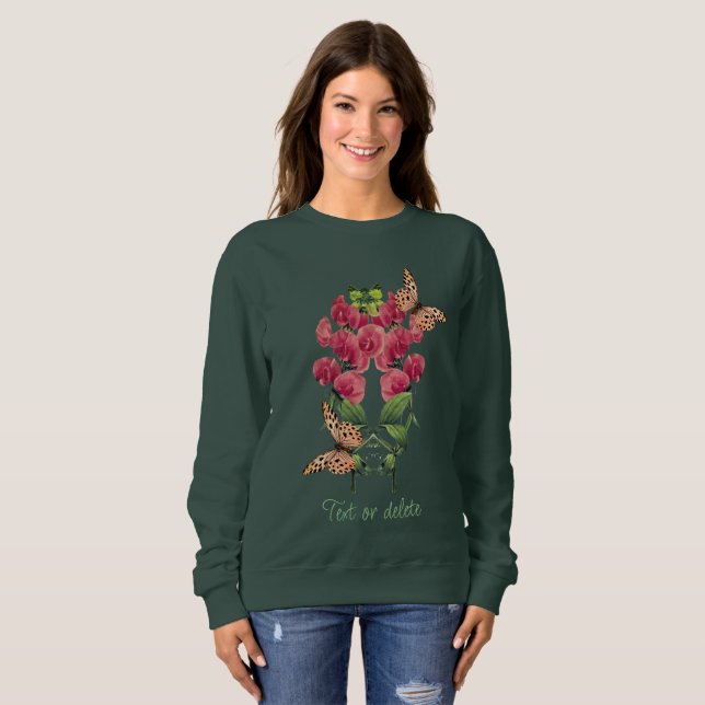 Söta ärtblommor och Personlig av fjärilar T Shirt (Hel framsida)