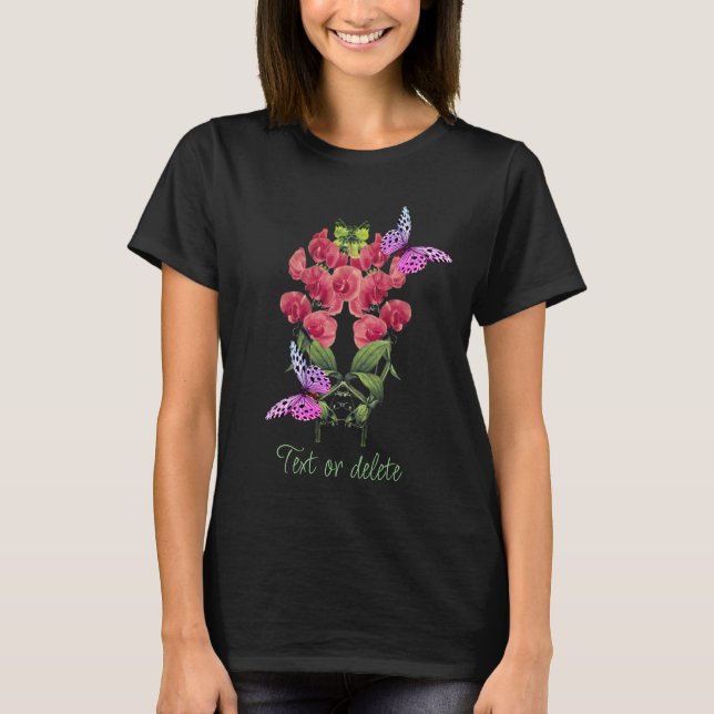 Söta ärtblommor och Personlig av fjärilar T Shirt (Framsida)
