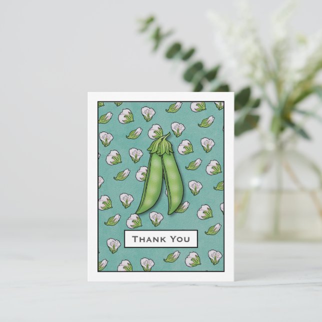 Söta ärter Babyskåda Platt tack Ditt kort (Stående Fram)