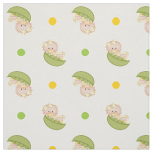Söta ärter i pod flicka & polka dots gult tyg