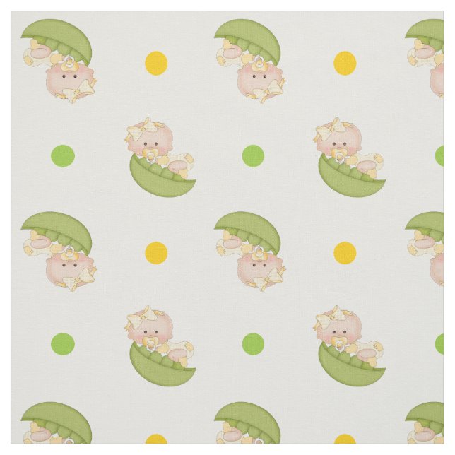 Söta ärter i pod flicka & polka dots gult tyg (Provkarta)