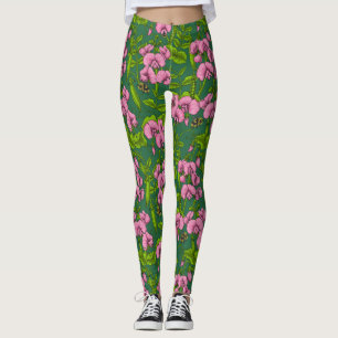 Söta ärter och humlor, grönt och rosa leggings