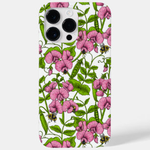 Söta ärter och humlor, rosa, grönt och vita