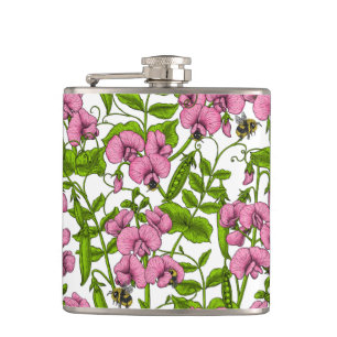 Söta ärter och humlor, rosa, grönt och vita fickplunta