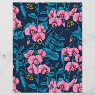 Söta ärter och humlor, rosa och blått