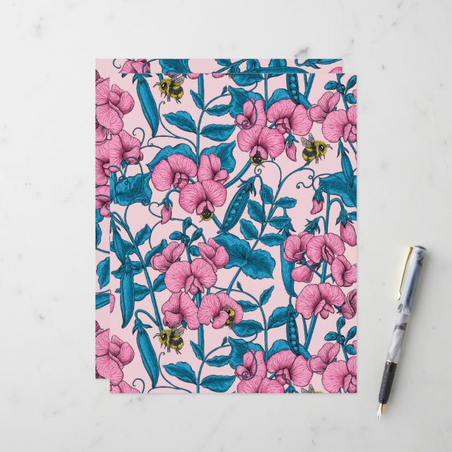 Söta ärter och humlor, rosa och blått (Fram/Back In Situ)