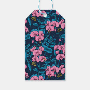 Söta ärter och humlor, rosa och blått presentetikett