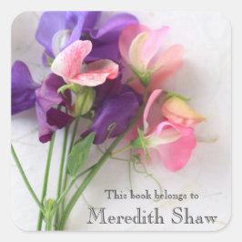 Söta ärter på texturerad papper bokplatta fyrkantigt klistermärke