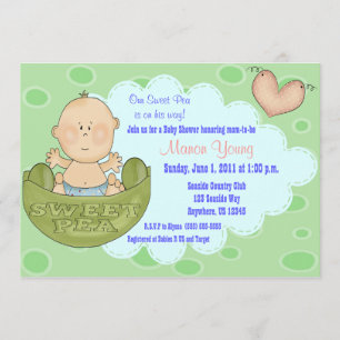Söta ärtor i Pod Boys Baby Shower-inbjudan Inbjudningar