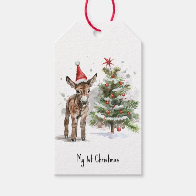 Söta åsnans första jul, anpassad presentetikett (Framsidan)