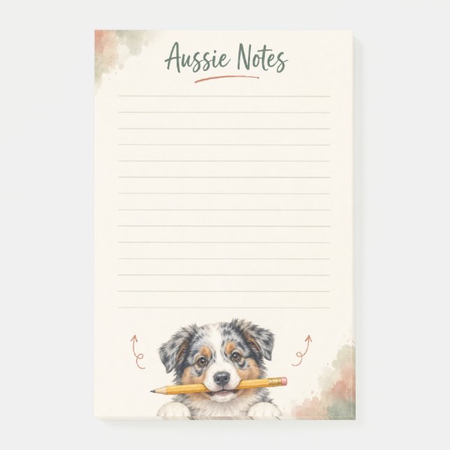Söta Australian Shepherd Aussie-anteckningar Post-it Block (Framsida)