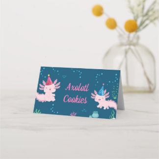 Söta Axolotl Födelsedagsmatetiketter Placeringskort