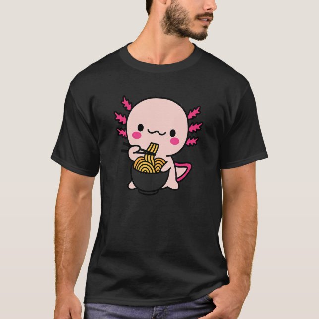 Söta Axolotler äter Nudel T Shirt (Framsida)