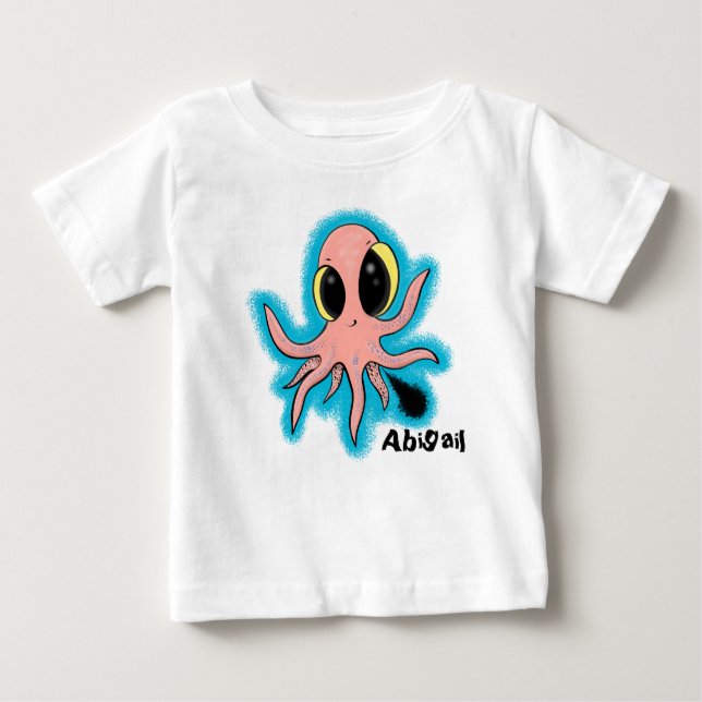 Söta baby bläckfisk serie design t shirt (Framsida)