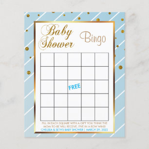 Söta Baby blue och Guld-konfetti Pojke - Bingo Flygblad