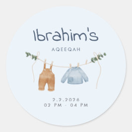 Söta Baby Boy Aqiqah Tack Klistermärken Blå Brun